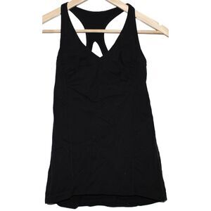 Womens Lululemon Athletica Black Strappy Racerback Sport Workout Tank Top Size 4